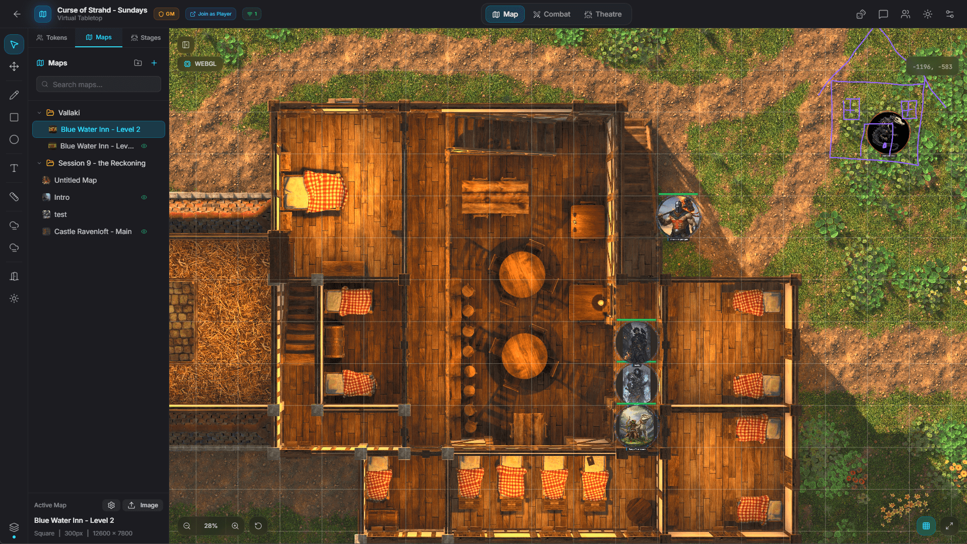 Battle map with tokens