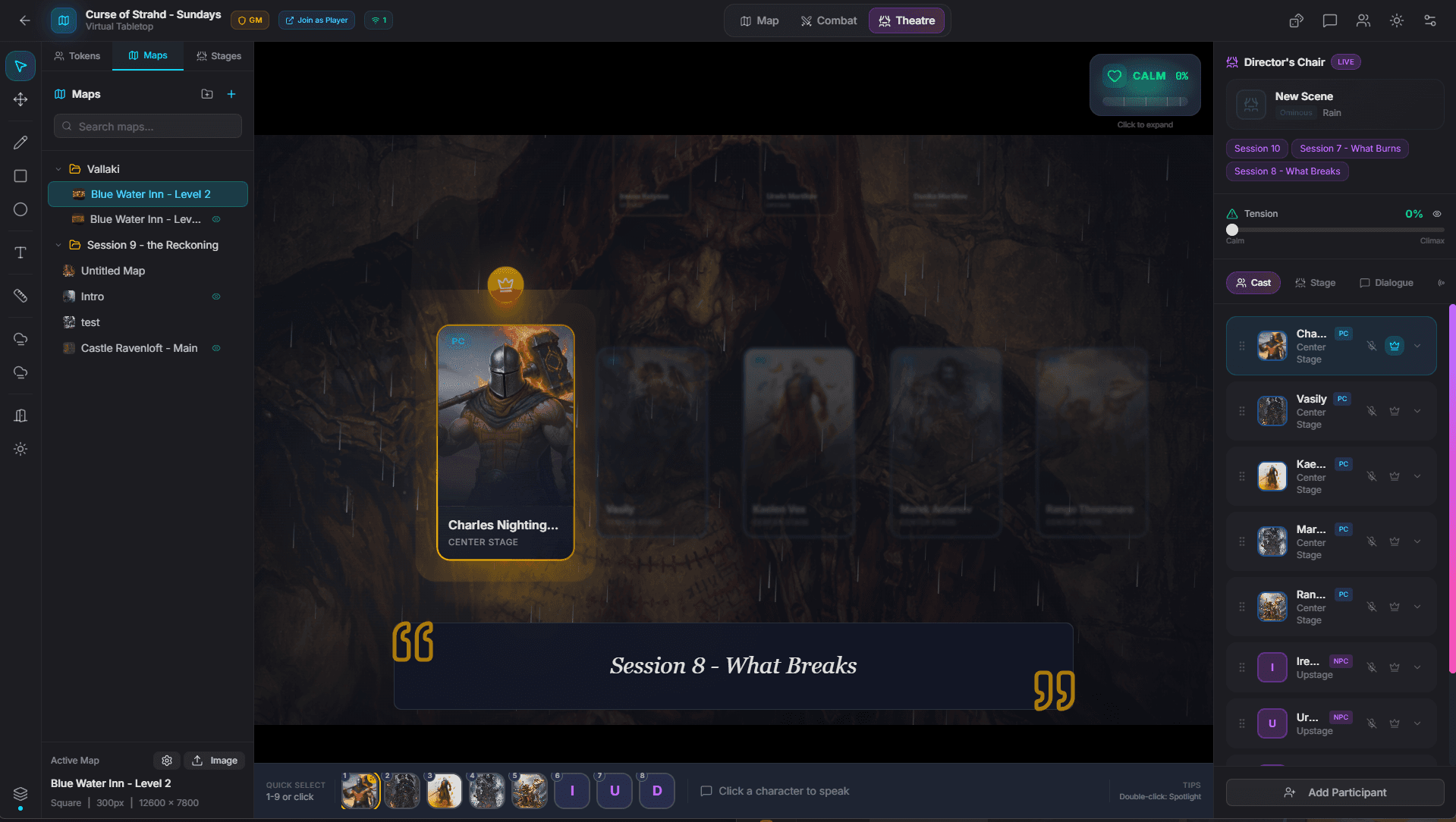 Theatre mode with character spotlight